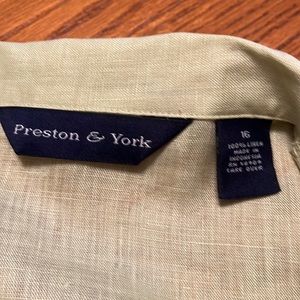 Preston & York linen top,soft lime green 3/4 sleeve. Size 16